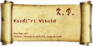 Kozári Vitold névjegykártya